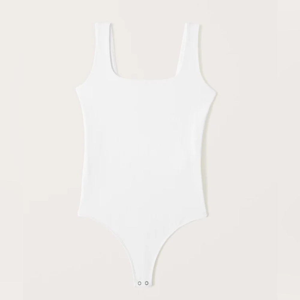 Abercrombie Cotton Seamless Fabric Tank Bodysuit, white, size small